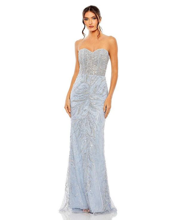 マックダガル レディース トップス ワンピース ストラップレス Mac Duggal Womens Strapless Embellished Gown Powder blue ブルー