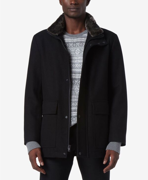 マークニューヨーク メンズ アウター ジャケット・ブルゾン ウール コート Marc New York Mens Brooks Melton Wool Car Coat with Faux Fur C 45,370円
