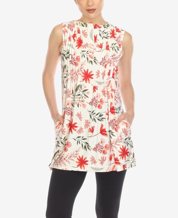 ホワイトマーク レディース トップス シャツ フラワー柄 ノースリーブ フラワー White Mark Womens Floral Sleeveless Tunic Top Red レッド 8,610円