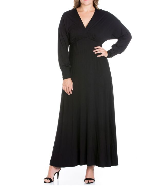 24 セブンコンフォート レディース トップス ワンピース マキシワンピース プラスサイズ マキシ 24seven Comfort Apparel Womens Plus Size Bishop Sl