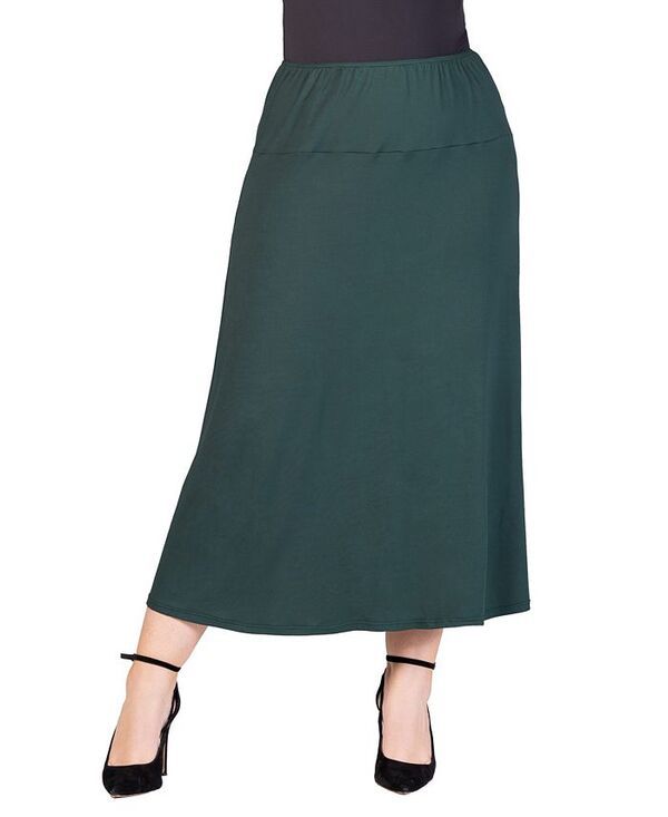 24 セブンコンフォート レディース ボトムス スカート プラスサイズ マキシ 24seven Comfort Apparel Plus Size Maxi Skirt Hunter