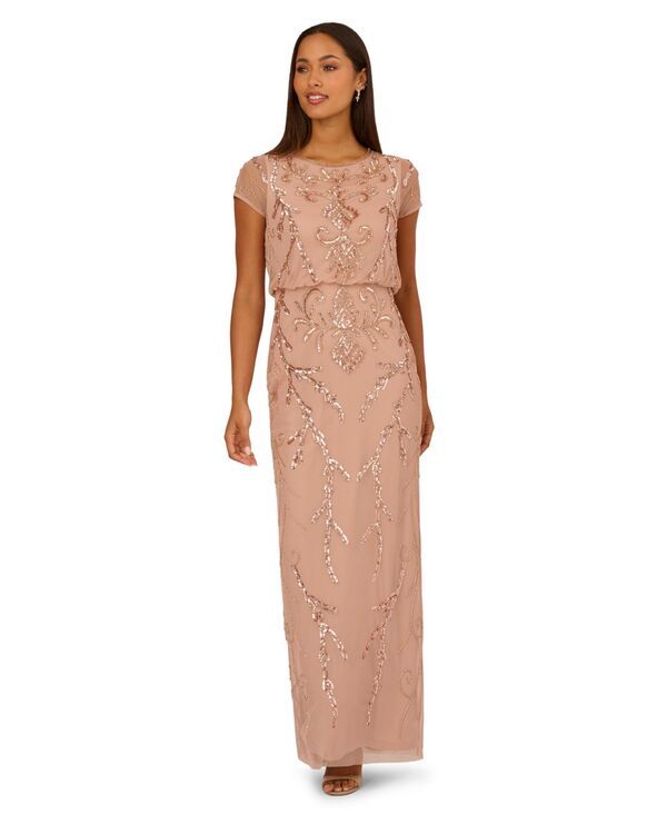 アドリアナ パペル レディース トップス ワンピース Adrianna Papell Bead Blouson Long Dress Rose Gold ゴールド 21,885円