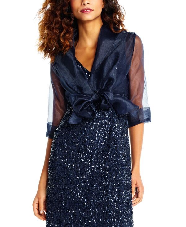アドリアナ パペル レディース アウター ジャケット・ブルゾン ジャケット Adrianna Papell Organza Wrap Jacket Midnight Navy Blue ネイビー