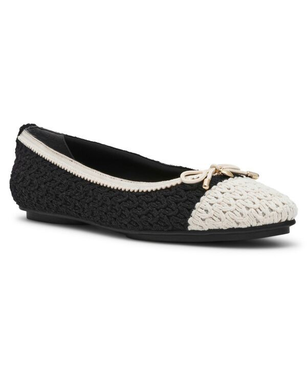 アンクライン レディース シューズ パンプス キャップ Anne Klein Womens Luci Crochet Cap Toe Ballet Flats BlackCream クリーム