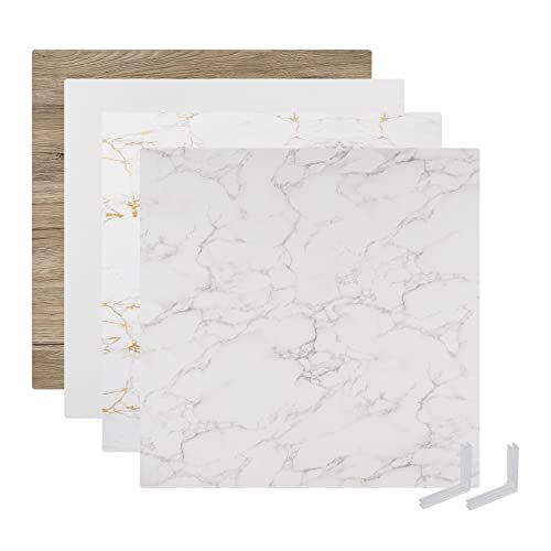 Meking 背景ボード 60x60cm バックグラウンド 両面異なる仕様 撮影用 大理石+木目セットｍａ