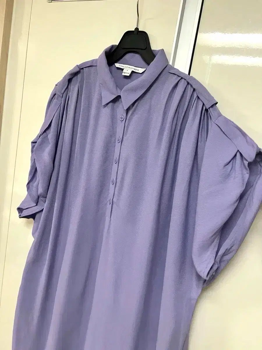 66-77) DVF シャーリング ロールアップ 袖 カラ ONE PIECE ラベンダー ダイアンフォンファステンバーグ 12,003円