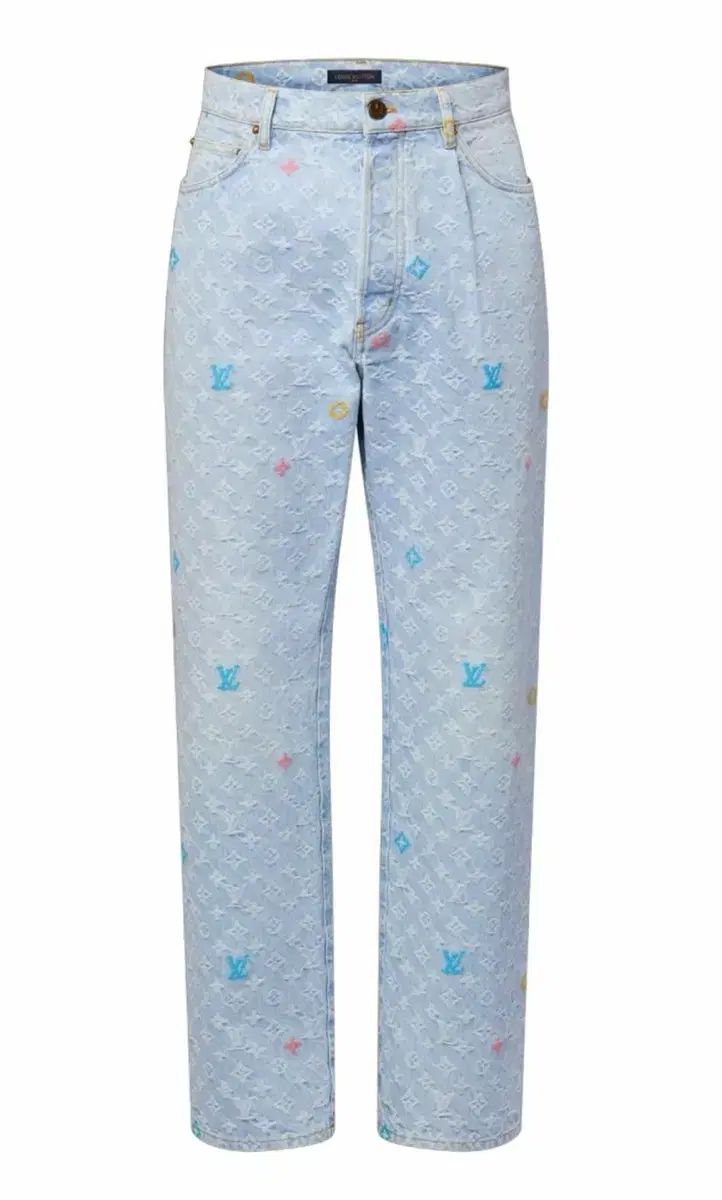 正規品 ルイヴィトン モノグラム デニム パンツ ライトブルー