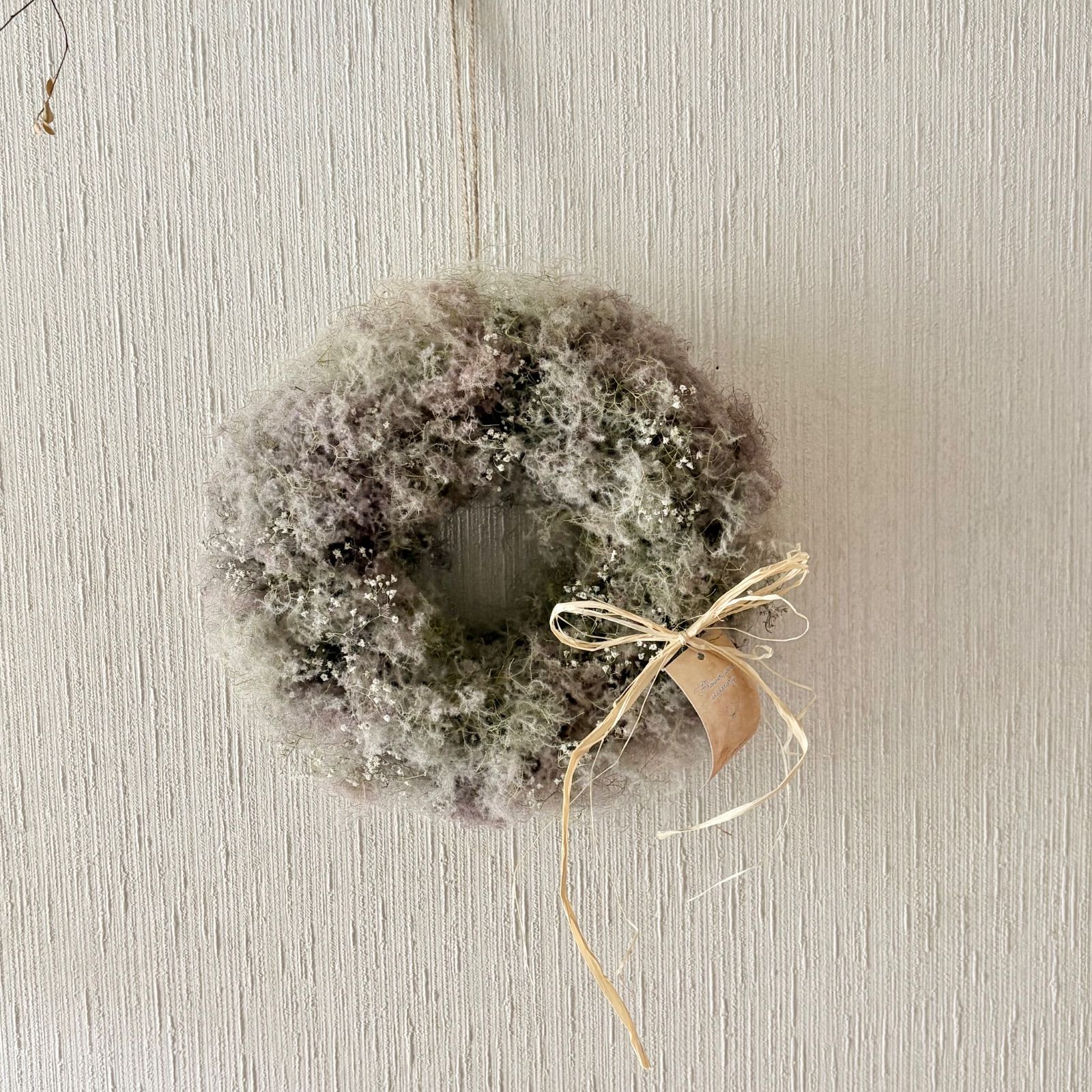 スモークツリー カスミソウ リース M 21×22cm ＊ ふわふわ リース