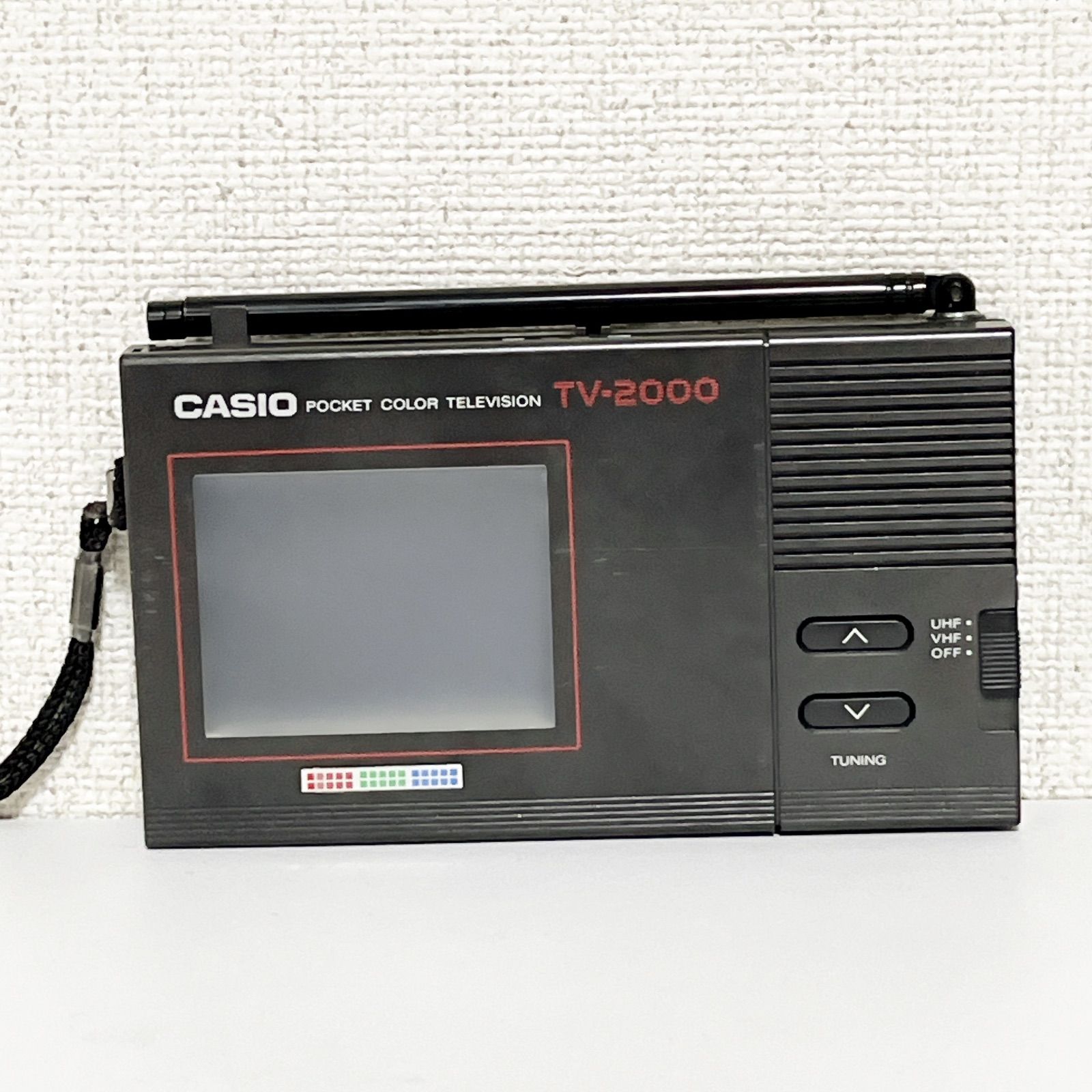 当時物】CASIO TV-2000 ポケット液晶カラーテレビ 通電確認済み 純正AC 