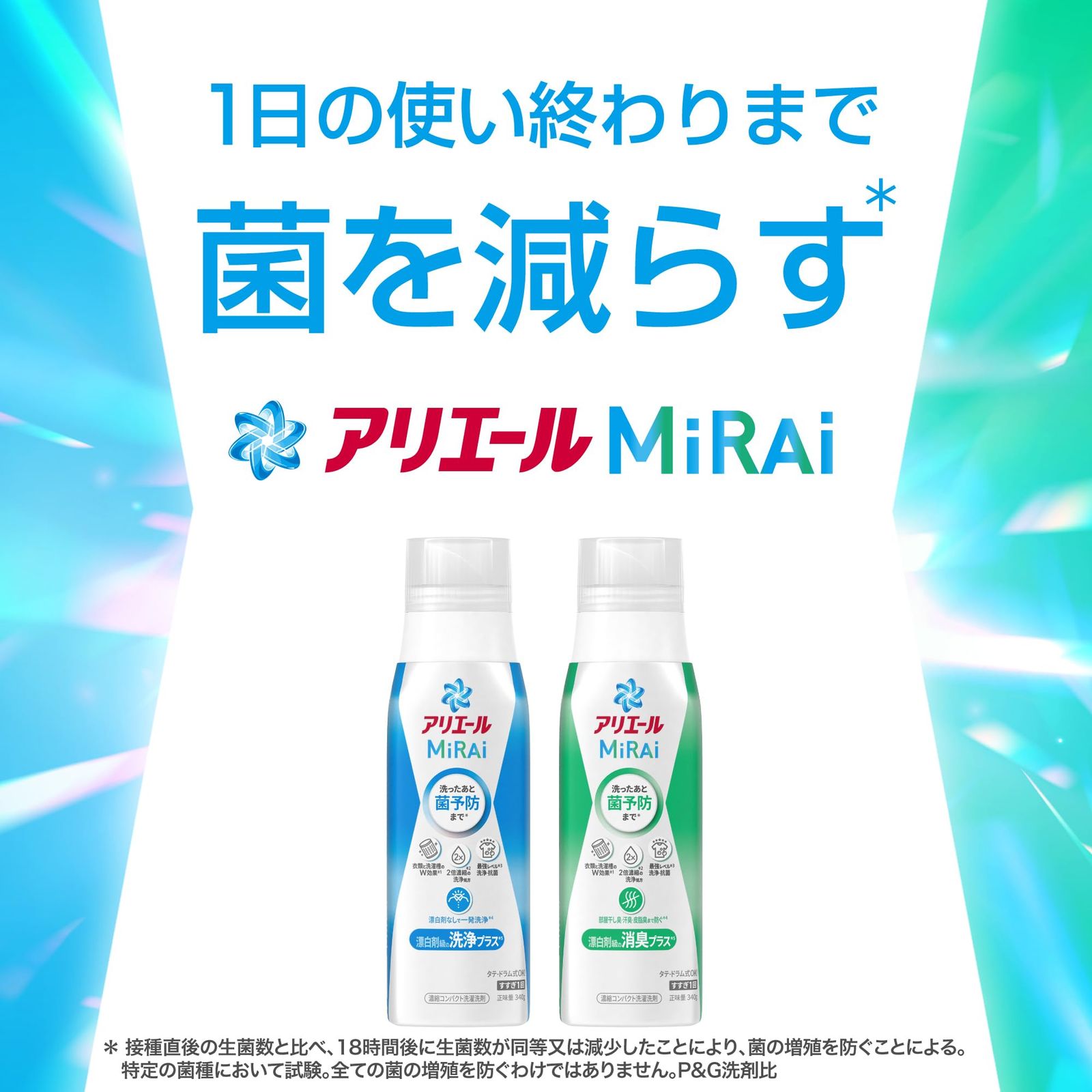 アリエール MiRAi 洗濯洗剤 濃縮 漂白剤級の洗浄プラス* 詰め替え 約