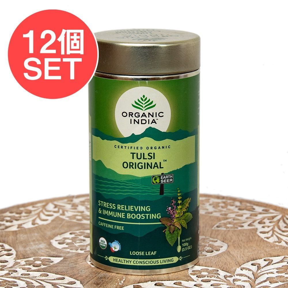 【送料無料・12個セット】トゥルシーティ　Tulsi Original 【Organic India】 缶入り茶葉100