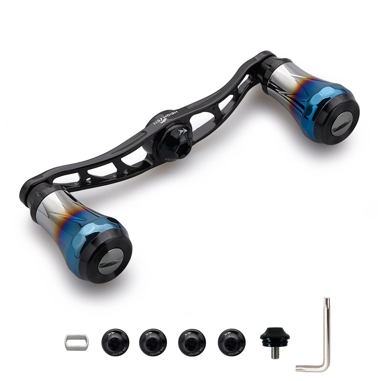 新品 HEIGHTEN V2.0 90mm/105mm/115mm ベイト リール ハンドル シマノ(shimano) ダイワ(daiwa) アブガルシア(abu) 通用 ベイトリール 用 航空アルミ製 Aurora Series (V2.0-90mm - ブ
