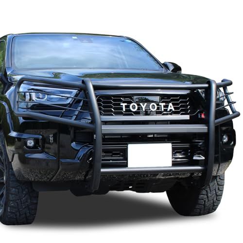 Rトヨタ ハイラックス HILUX GUN125 HILUX REVO ハイラックス レボ GRスポーツ ピックアップ フロント グリルガード バンパーガード カンガルーバー 組立式 ブラック ブラウン 木目 2020年 後期用 (ブラック b8de8d87