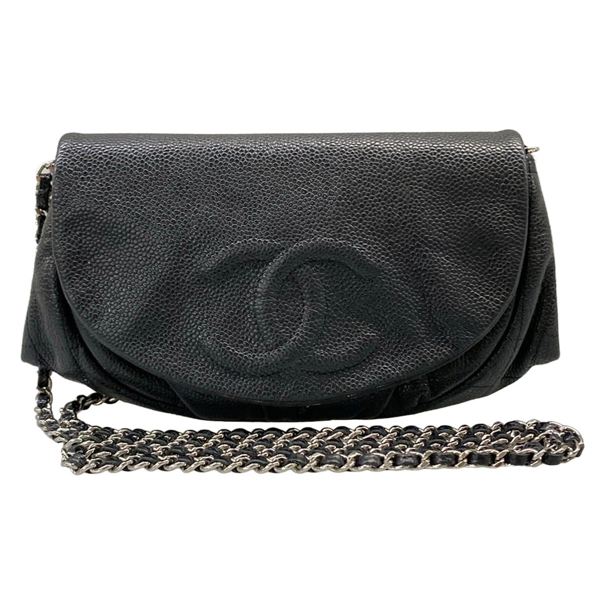 CHANEL(シャネル) 財布 ハーフムーン 黒 チェーンウォレット/シルバー金具 167,650円