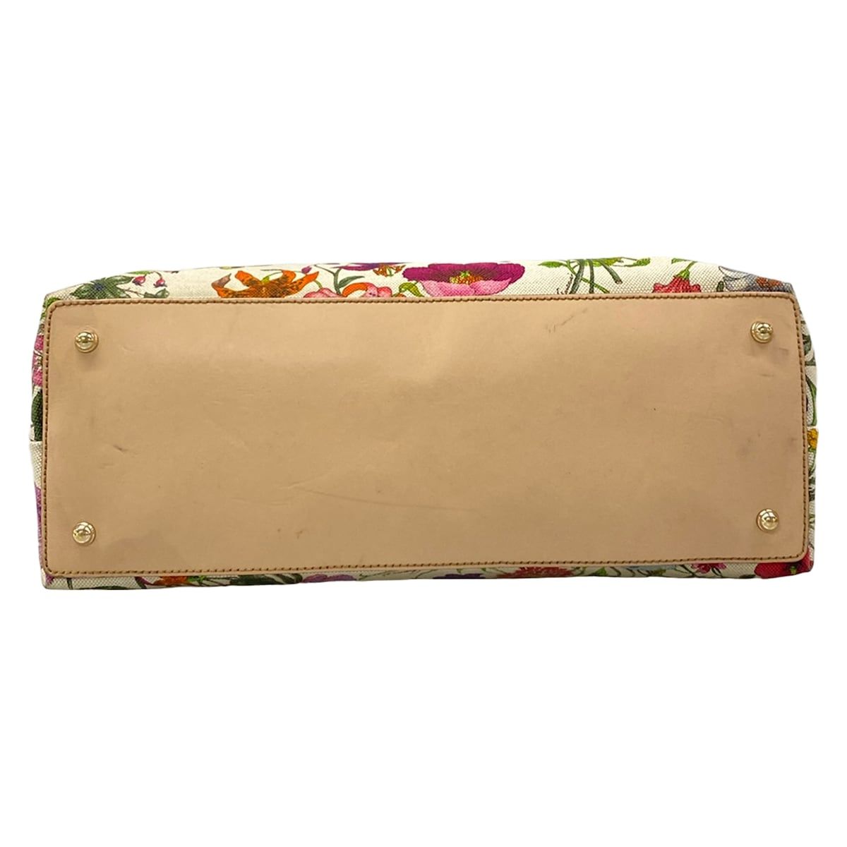 GUCCI(グッチ) ハンドバッグ美品 フローラ,バンブー 137395 白×マルチ レザー