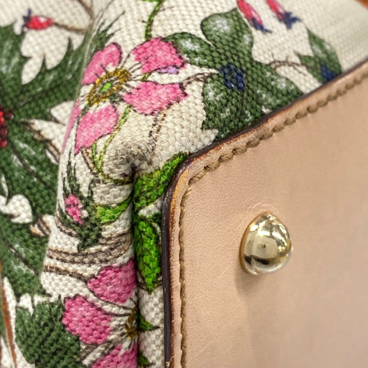 GUCCI(グッチ) ハンドバッグ美品 フローラ,バンブー 137395 白×マルチ レザー