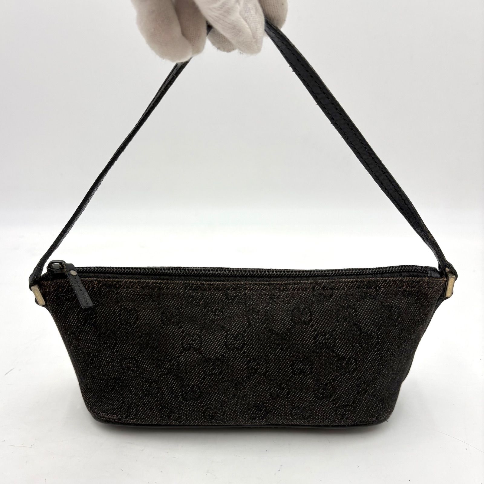 GUCCI グッチ GGキャンバス アクセサリーポーチ ハンドバッグ ブラック
