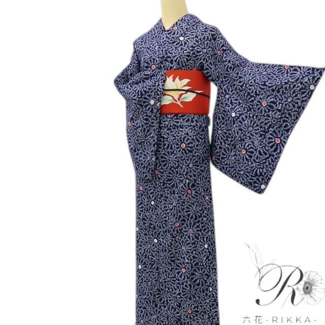 着物・浴衣 rasuku^ - ^ 六花-RIKKA- 美品 綿 洗える夏着物 有松鳴海絞り❀これぞ有松！藍に