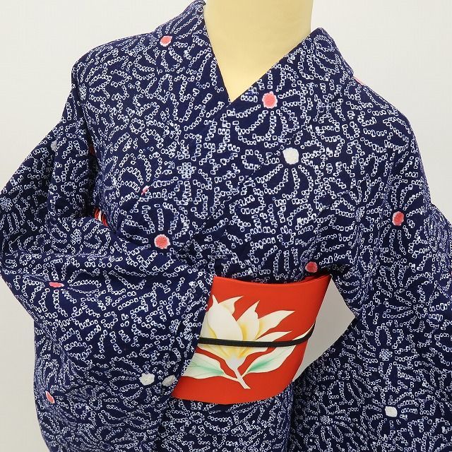 六花-RIKKA- 美品 綿 洗える夏着物 有松鳴海絞り❀これぞ有松！藍に