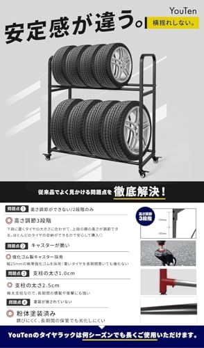 【アワード受賞・人気ブランド】 YouTen(ユーテン) タイヤラック カバー タイヤ収納 車 屋外 軽自動車 普通車 大型車 RV車 SUV 設置簡単 物置 カー用品 ワイドサイズ 防水 防雪 保管 スペアタイヤ スタッドレスタイヤ ワイド 6c50c28f
