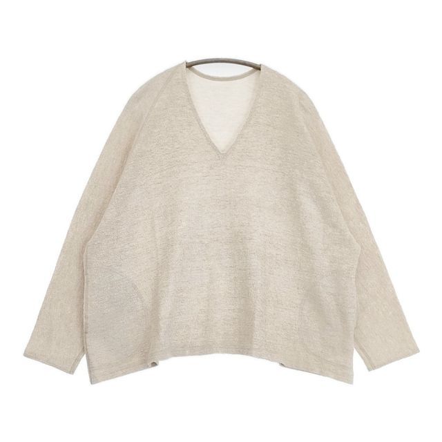 babaghuri コットンリネンパイルVネックプルオーバー 定価41800円 J0551UB121 日本製 カットソー 25SS アイボリー レディース ババグーリ【中古】6-0617M∞
