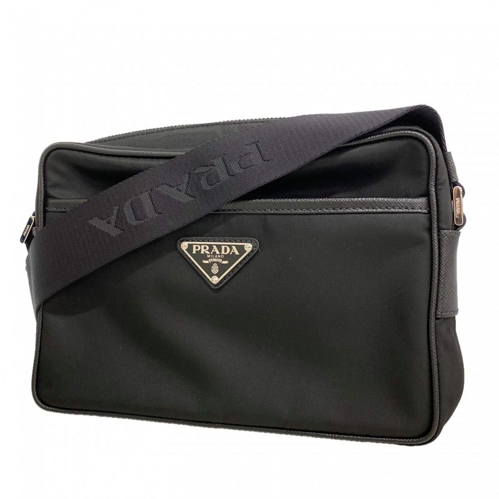 プラダ(Prada) プラダ ショルダーバッグ サフィアーノ テスート ナイロン ブラック レディース
