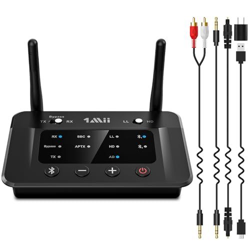 【新品】1Mii Bluetooth トランスミッター オーディオ レシーバー ブルートゥース 5.3 送受信機 、テレビ アンプ 用、AUX 光デジタル RCA USB AAC aptX LL 低遅延 aptX HD classic 対応、 89ce1604