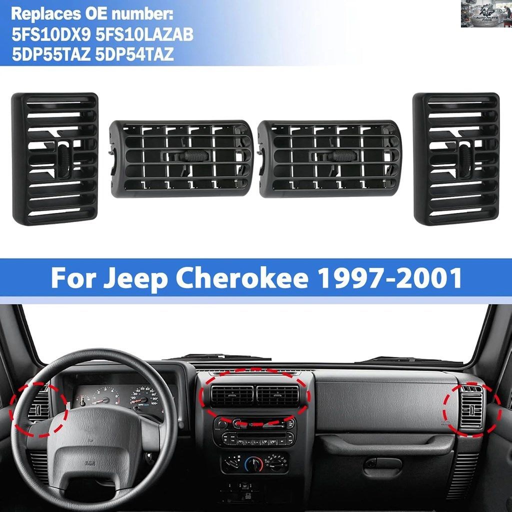 4個入りダッシュボード エアコンベント アウトレット パネール ジープ チェロキー 1997-2001 | ラングラー TJ 1997-2006 ACグリル 5FS10LAZ