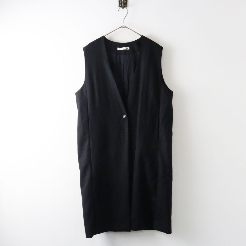 定価33000円 エヴァムエヴァ evam eva black vest ウール ブラックベスト ロング丈 黒┃ロングジレ 羽織 ハオリ【2400015018508】
