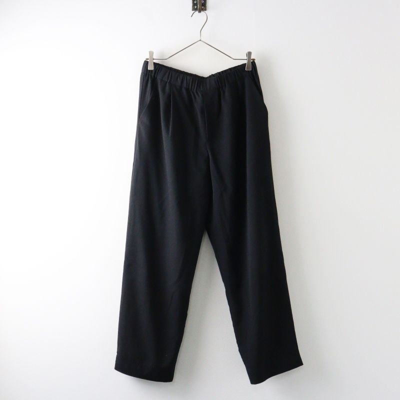 美品 2024AW エヴァムエヴァ evam eva ウールイージータックパンツ 1 ブラック┃黒 ベーシック ボトムス【2400015018584】