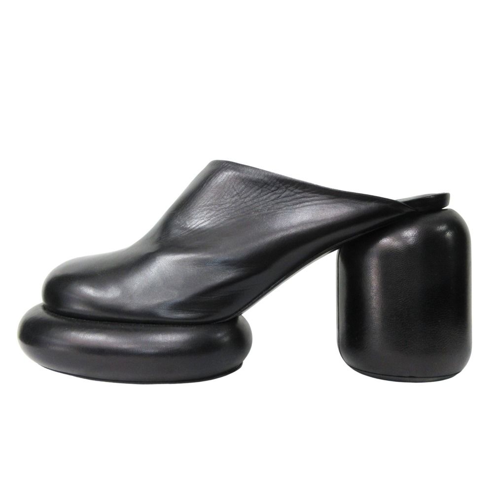 美品 JIL SANDER ジルサンダー ブロック ヒール レザー ミュール サボ