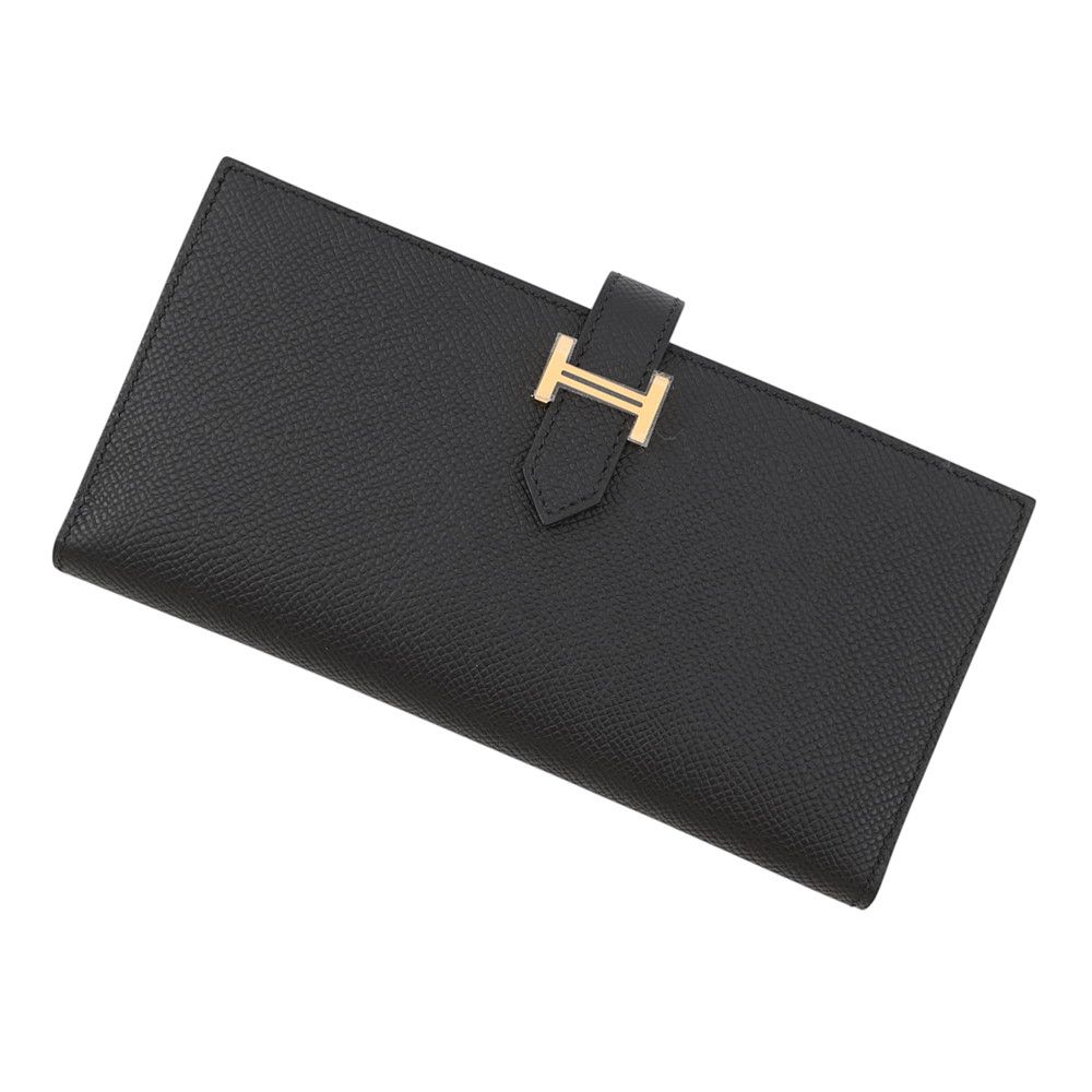 エルメス 長財布 ベアンスフレ マチ有り ブラック/ゴールド金具 エプソン G刻印 HERMES 財布 黒
