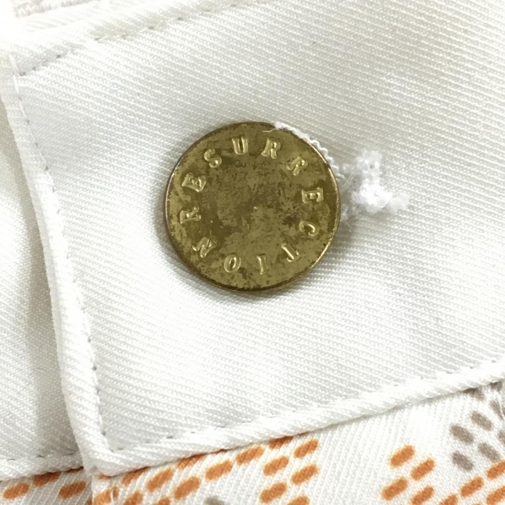 美品】レザレクション ハーフパンツ 白×オレンジ系 総柄 メンズ M