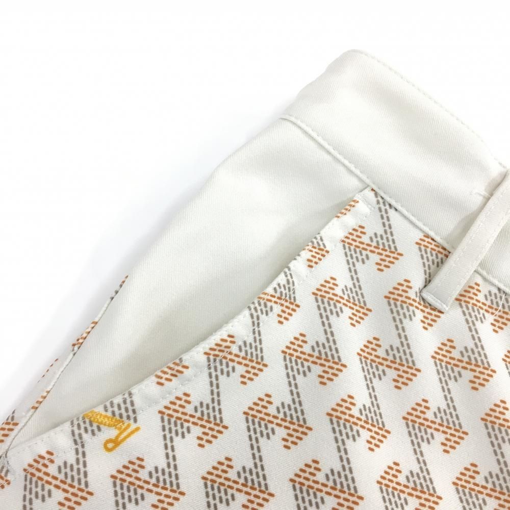 美品】レザレクション ハーフパンツ 白×オレンジ系 総柄 メンズ M 