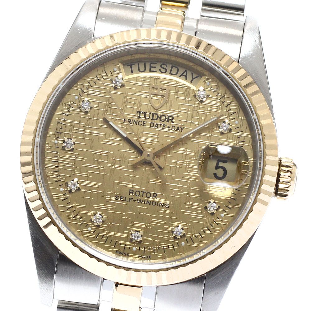チュードル TUDOR 76213 プリンス デイトデイ YGコンビ 10Pダイヤ 自動巻き メンズ _916503