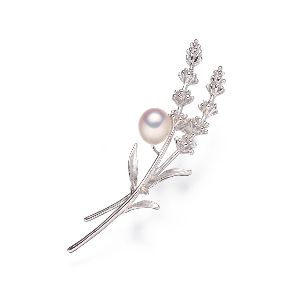 淡水パールピンブローチ（ラベンダー） 7.5mm D 0.02ct 真珠 パール 冠婚葬祭 ギフト