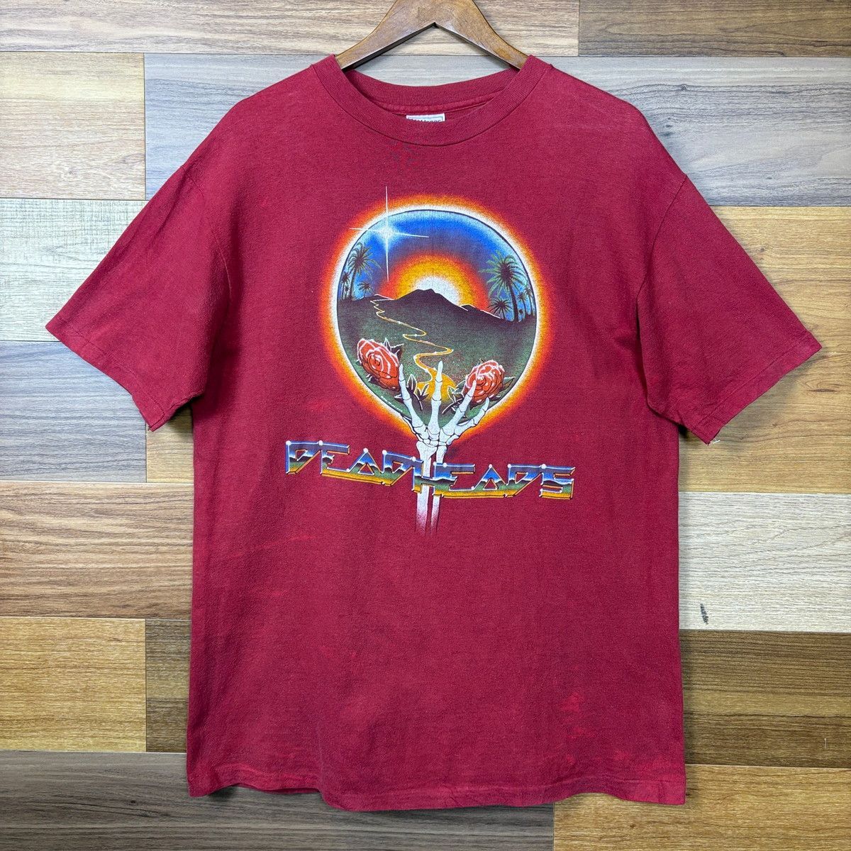 USA製 80s DEADHEADS GRATEFULDEAD グレイトフルデッド バンドT ロックT T-sh Tシャツ サイズ メンズ L シングルステッチ アメリカ製 80年代 VINTAGE 古着 r26031102