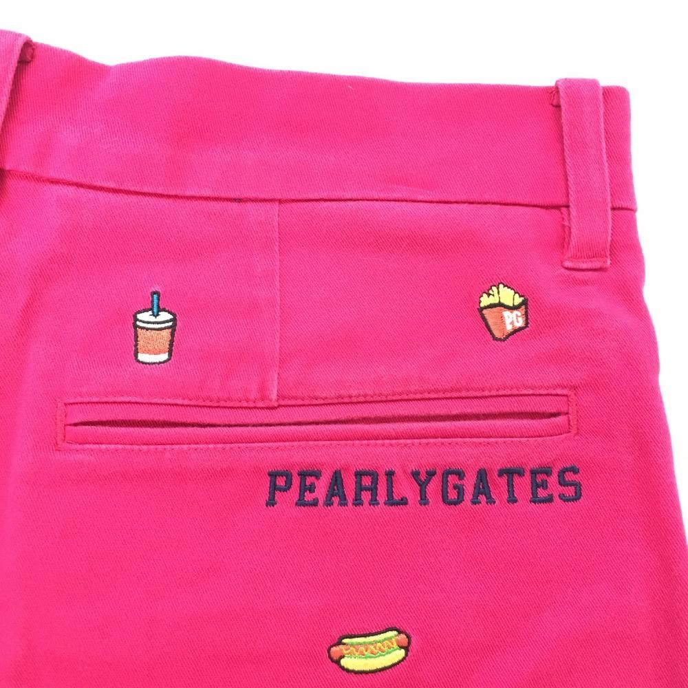 美品】パーリーゲイツ ショートパンツ ピンク×マルチカラー フード総柄