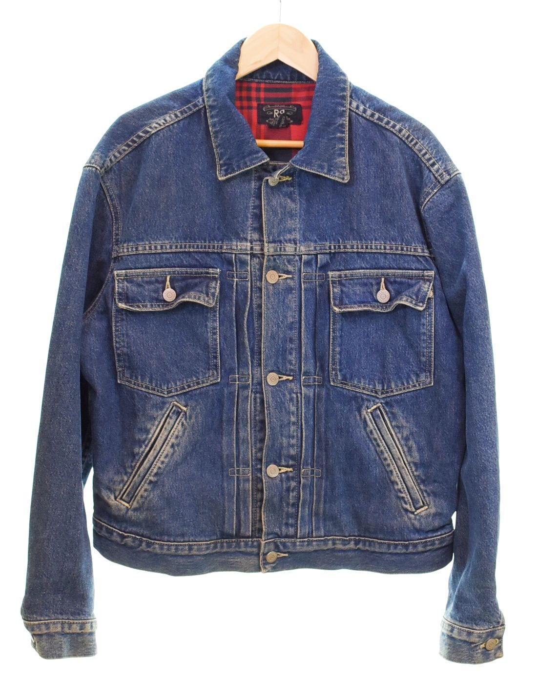 ダブルアールエル RRL 90s USA製 2nd Denim Jacket セカンド デニム ジャケット Gジャン 三つ星タグ シンチバック付き ジャケット ブルー Mサイズ 103MT-4902