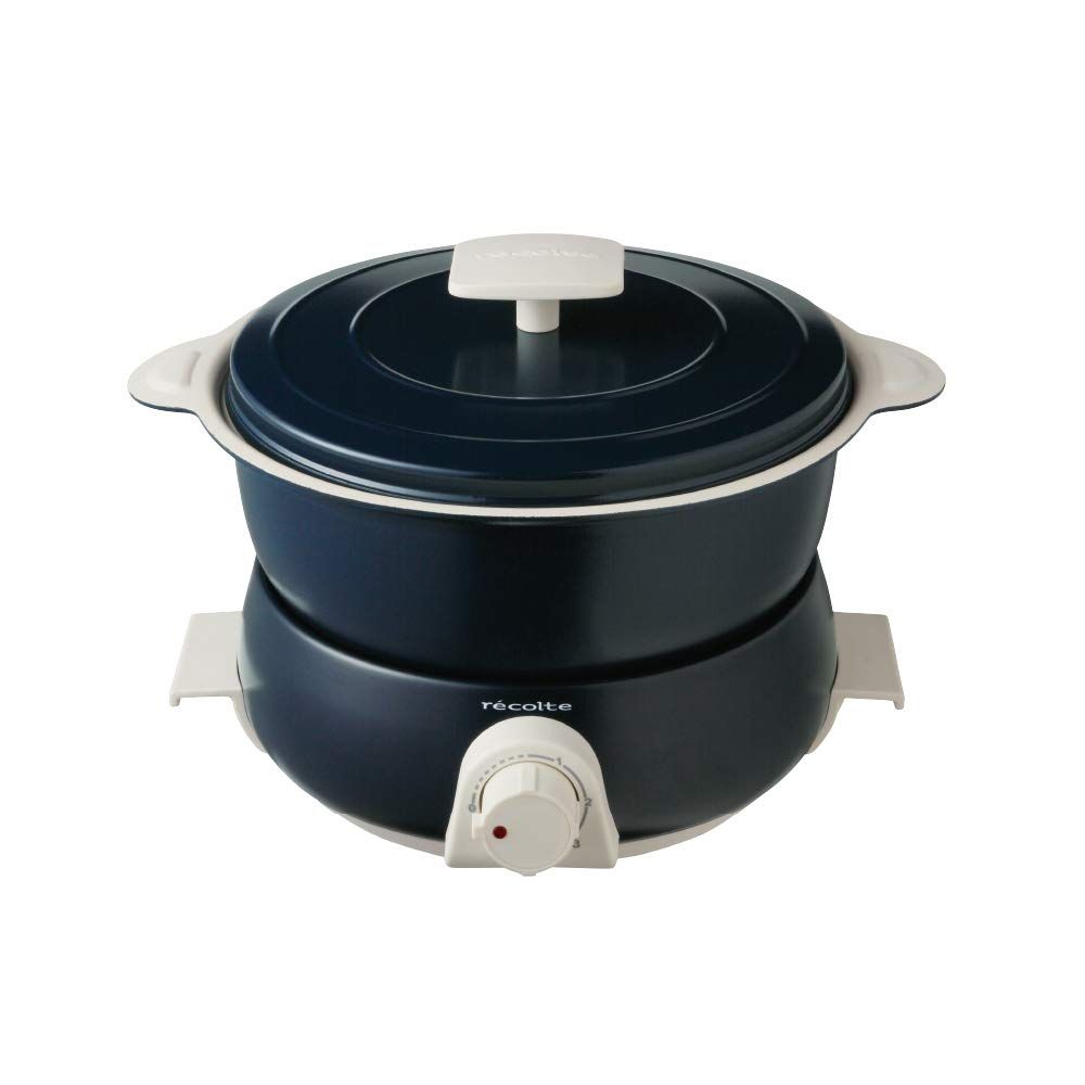 r?colte (レコルト)レコルト ポットデュオ フェット [ ネイビー/RPD-3 ] recolte POT DUO fete 電気鍋 マルチクッカー ネイビー 本体(収納時)：(約)幅24.0×奥行22×高さ17.5cm★