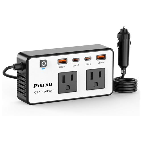 300W 車電源インバーター 12V 110V，PiSFAU シガーソケット コンセントUSB急速充電 24W USB-C/A, 車 コンセント,カーインバーター,シガーソケット コンセント 変換mt 9fda1f51