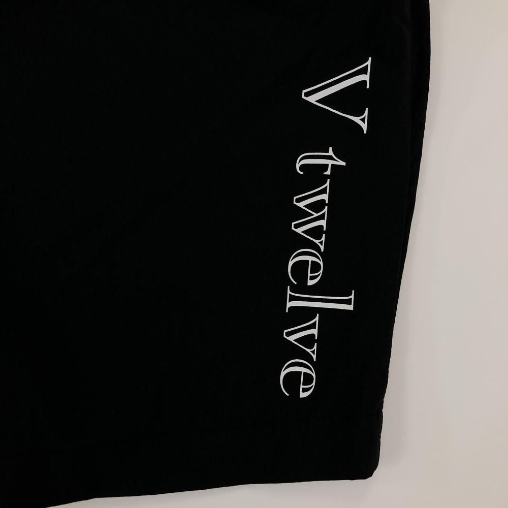 【V12】美品 ハーフパンツ ブラック ワッペン ロゴ Lサイズ メンズ 超美品】V12 ハーフパンツ 黒 ロゴワッペン ナイロン混 メンズ L