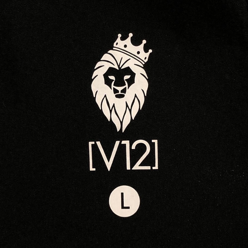 【V12】美品 ハーフパンツ ブラック ワッペン ロゴ Lサイズ メンズ 超美品】V12 ハーフパンツ 黒 ロゴワッペン ナイロン混 メンズ L