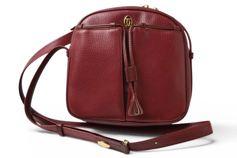 カルティエ ショルダーバッグ/クロスボディ マスト ドゥ カルティエ ヴィンテージ Cartier レザー ボルドー【中古】