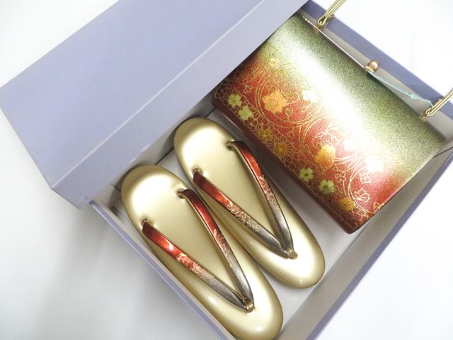 【京松】和装小物 未使用 草履バッグセット 約24.5cm 箱付 r8w06-781