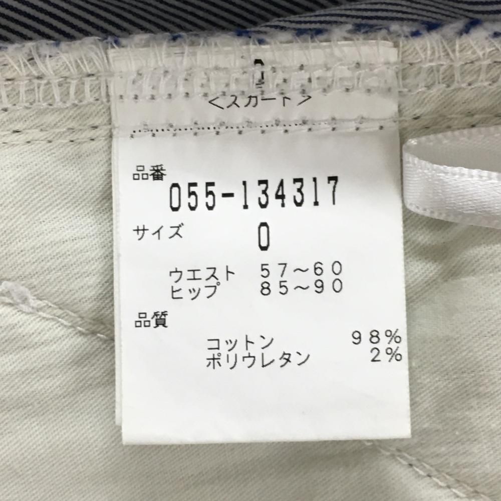 超美品】パーリーゲイツ スカート 白×ブルー 細ストライプ スカル