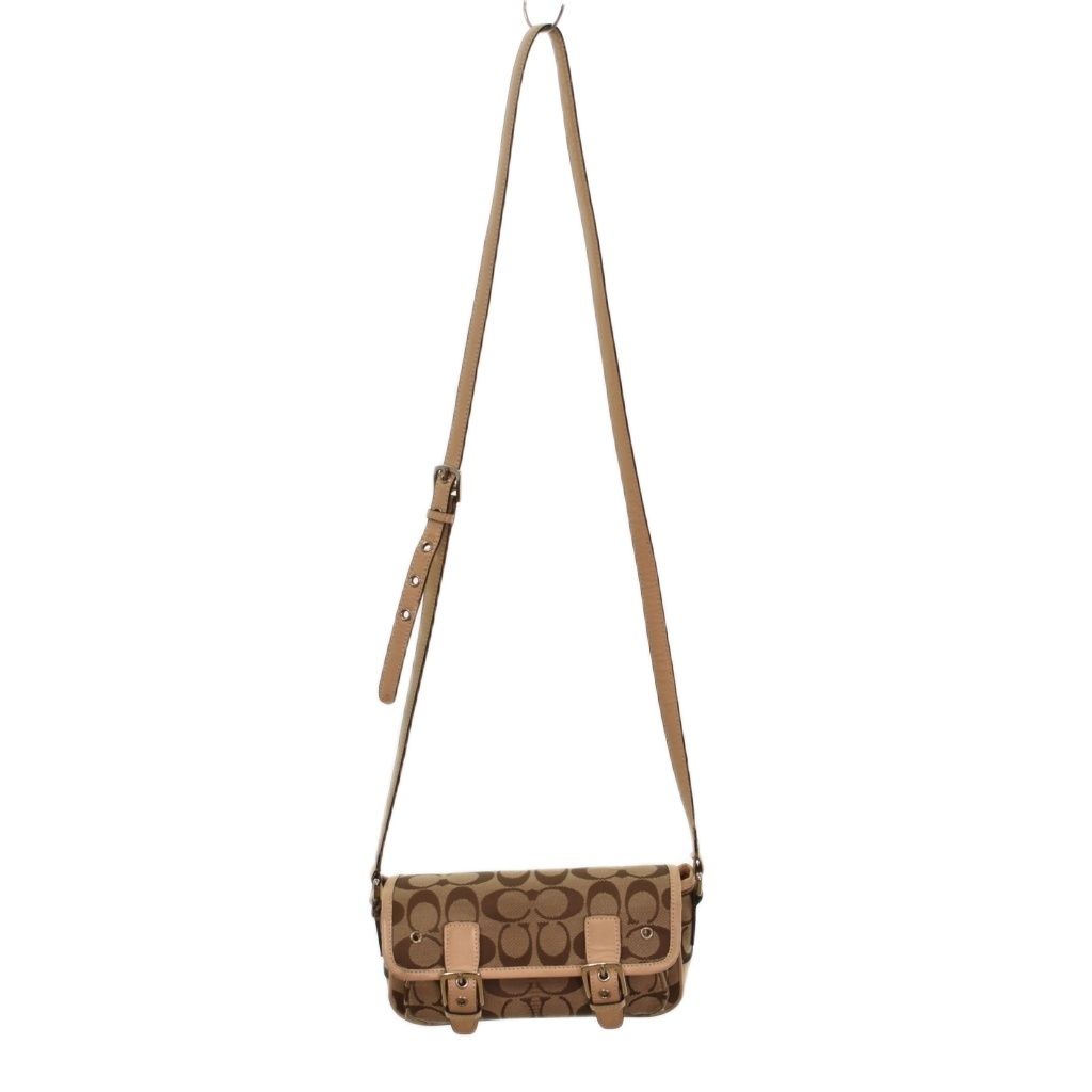 コーチ COACH ショルダーバッグ シグネチャー ロゴ ベージュ ベルト ベージュ ■ECB005