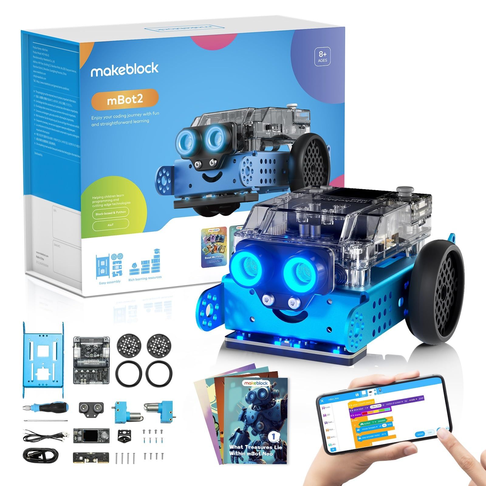 子供用コーディングロボット Scratch Python プログラミングをサポートするAI学習ロボット プログラミングロボット WiFi IoT AI技術 mBot2 工学を学ぶ 8歳以上 子供向けロボットおもちゃ 男の子 Makeblock 女の子へのSTE