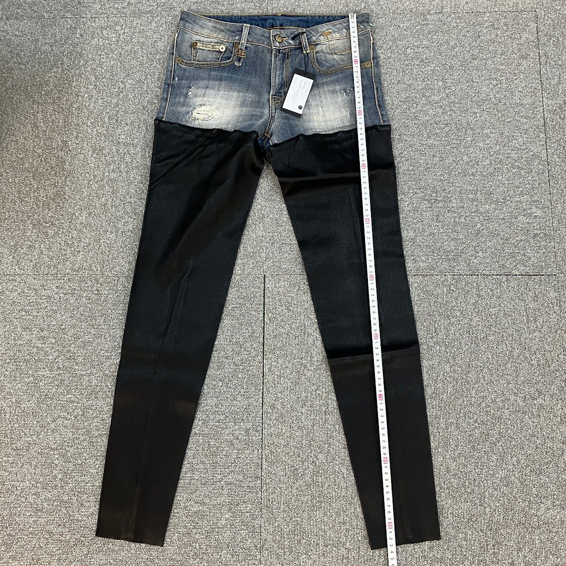 アールサーティーン R13 チャップス デニムパンツ レザー切替 スキニー 