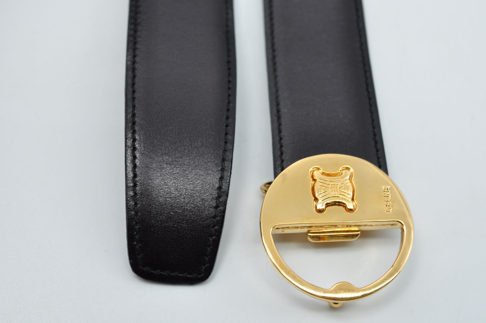CELINE セリーヌ ベルト JMB07トリオンフ レザー ラウンド ブラック 黒